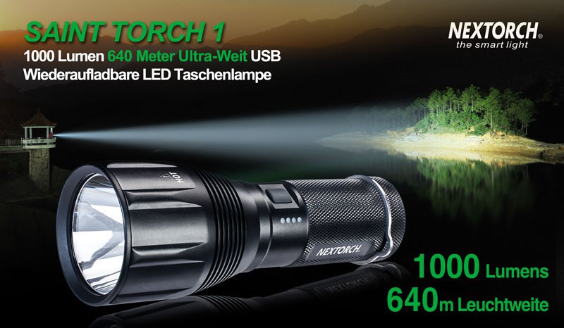 Die Outdoor LED Taschenlampe Saint Torch 1 Mit 1000 Lumen